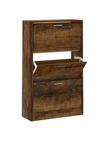 Scarpiera Rovere Fumo 63x24x103 cm in Legno Multistrato