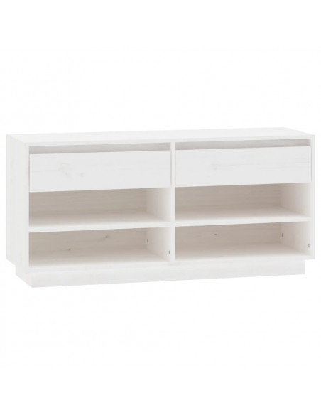 Scarpiera Bianca 110x34x52 cm in Legno Massello di Pino