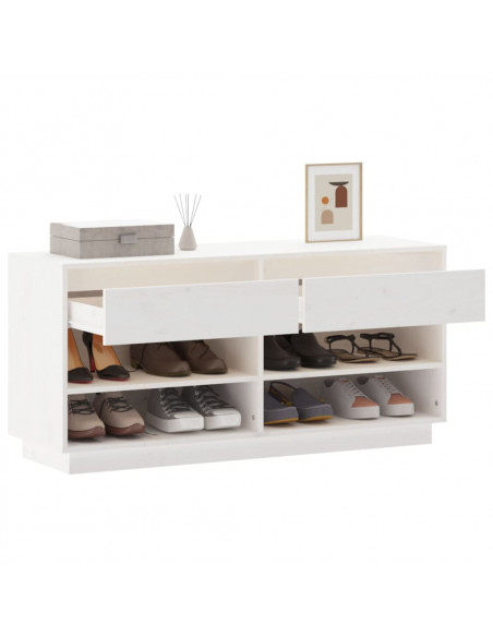 Scarpiera Bianca 110x34x52 cm in Legno Massello di Pino
