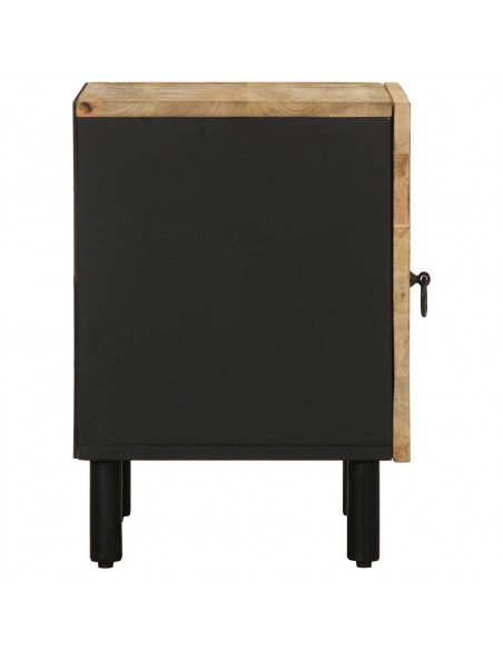 Comodini 2pz Neri 40x33,5x46 cm Legno Massello Mango Grezzo