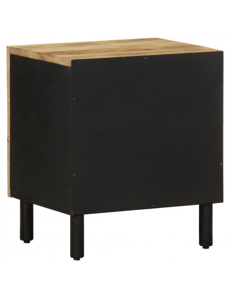 Comodini 2pz Neri 40x33,5x46 cm Legno Massello Mango Grezzo