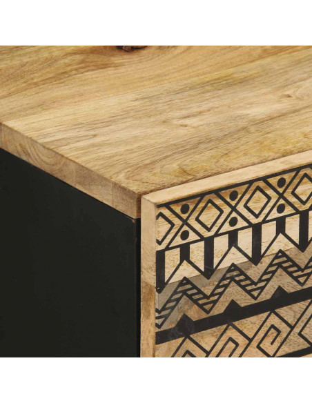 Comodini 2pz Neri 40x33,5x46 cm Legno Massello Mango Grezzo