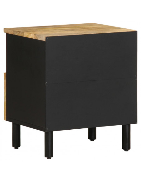Comodini 2pz Neri 40x33x46 cm in Legno Massello di Mango Grezzo