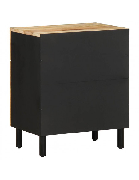 Comodino Nero 50x33x60 cm in Legno Massello di Mango Grezzo