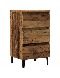 Comodino con Gambe in Metallo Legno Antico 40x35x69 cm 2