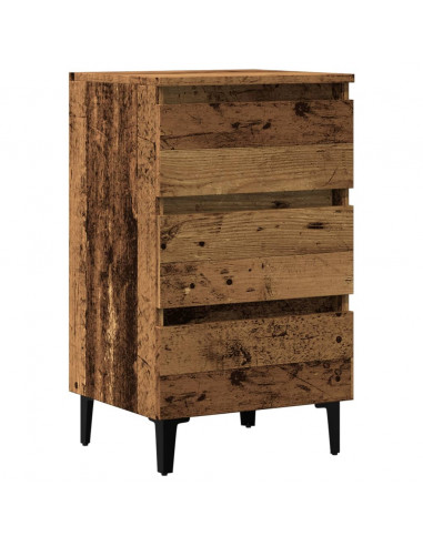 Comodino con Gambe in Metallo Legno Antico 40x35x69 cm
