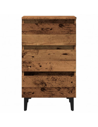Comodino con Gambe in Metallo Legno Antico 40x35x69 cm