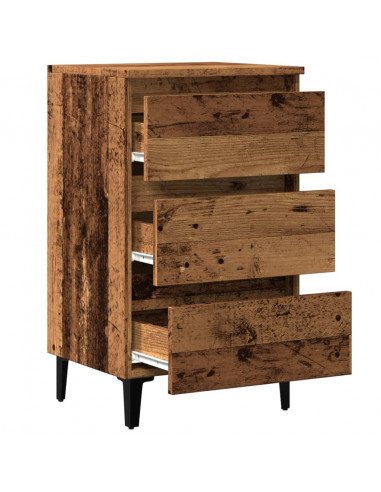 Comodino con Gambe in Metallo Legno Antico 40x35x69 cm