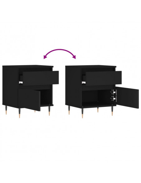 Comodino Nero 40x35x50 cm in Legno Multistrato