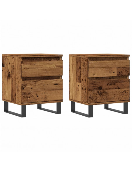Comodini 2pz Legno Antico 40x35x50 cm in Legno Multistrato