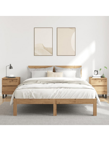 Comodini 2pz Rovere Artigianale 40x35x50 cm Legno Multistrato