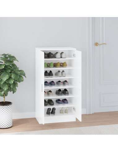 Scarpiera Bianco Lucido 55x35x108 cm in Legno Multistrato