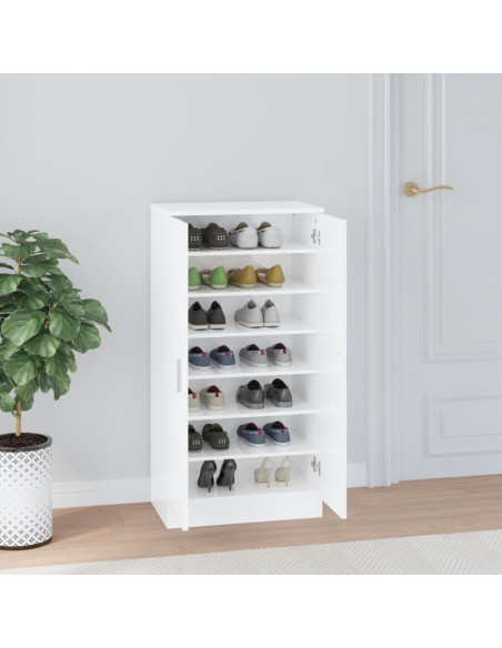 Scarpiera Bianco Lucido 55x35x108 cm in Legno Multistrato