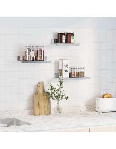 Mensole a Muro 3 pz Argento in Acciaio Inossidabile