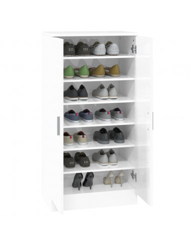 Scarpiera Bianco Lucido 55x35x108 cm in Legno Multistrato