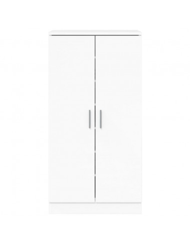 Scarpiera Bianco Lucido 55x35x108 cm in Legno Multistrato