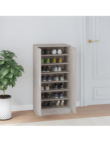 Scarpiera Grigio Cemento 55x35x108 cm in Legno Multistrato