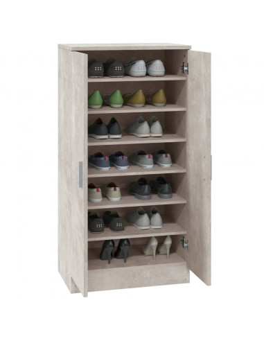 Scarpiera Grigio Cemento 55x35x108 cm in Legno Multistrato