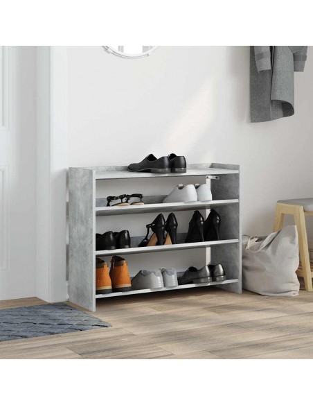 Scarpiera Grigio Cemento 80x25x61,5 cm in Legno Multistrato