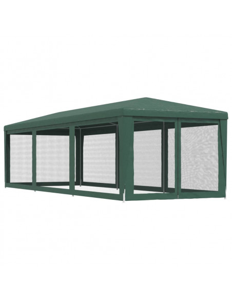 Tenda per Feste con 8 Pareti Laterali in Rete Verde 3x9 m HDPE