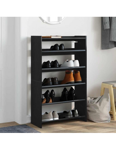 Scarpiera Nera 60x25x100 cm in Truciolato