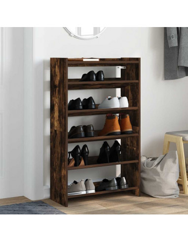 Scarpiera Rovere Fumo 60x25x100 cm in Legno Multistrato