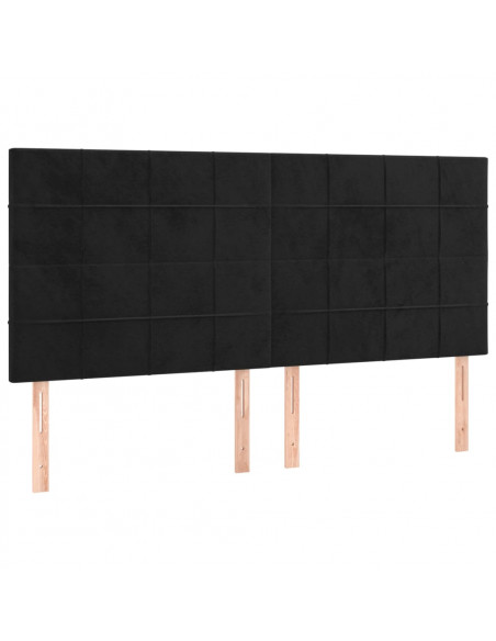 Testiera 4 pz Nera 80x5x78/88 cm in Velluto