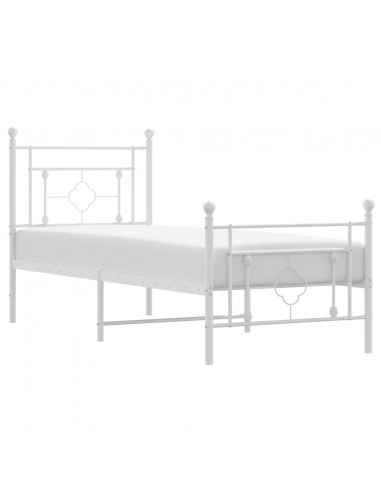Giroletto con Testiera e Pediera Metallo Bianco 80x200 cm