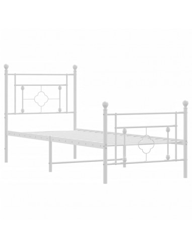 Giroletto con Testiera e Pediera Metallo Bianco 80x200 cm