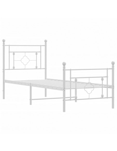 Giroletto con Testiera e Pediera Metallo Bianco 80x200 cm
