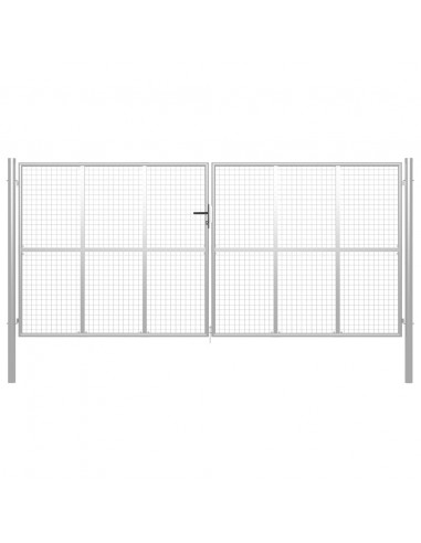 Cancello per Giardino in Acciaio Zincato 415x250 cm Argento