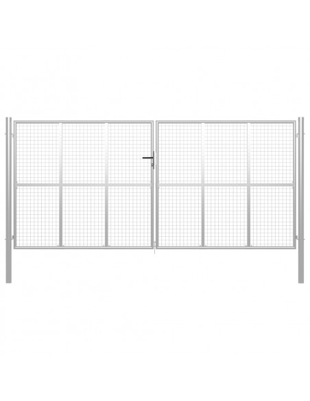 Cancello per Giardino in Acciaio Zincato 415x250 cm Argento