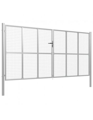 Cancello per Giardino in Acciaio Zincato 415x250 cm Argento