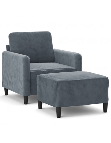 Poltrona con Poggiapiedi Grigio Scuro 60 cm in Velluto