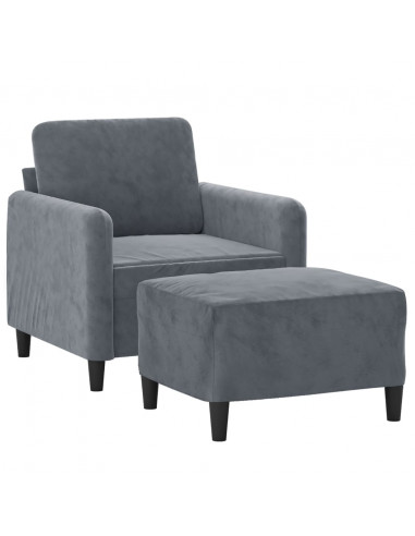 Poltrona con Poggiapiedi Grigio Scuro 60 cm in Velluto