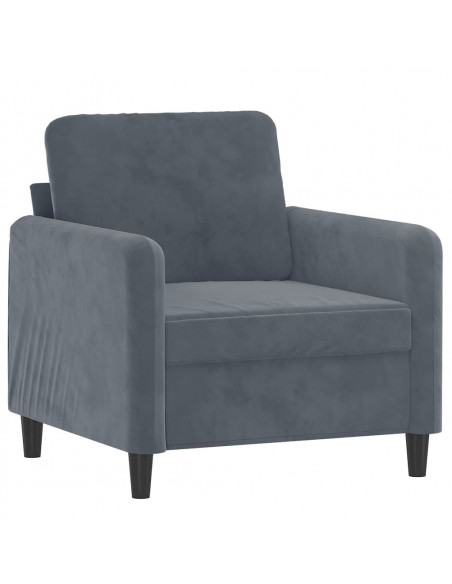Poltrona con Poggiapiedi Grigio Scuro 60 cm in Velluto