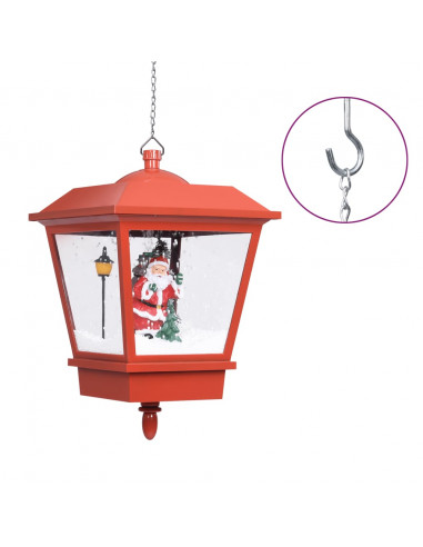 Lampada Natalizia Sospesa LED e Babbo Natale Rossa 27x27x45 cm