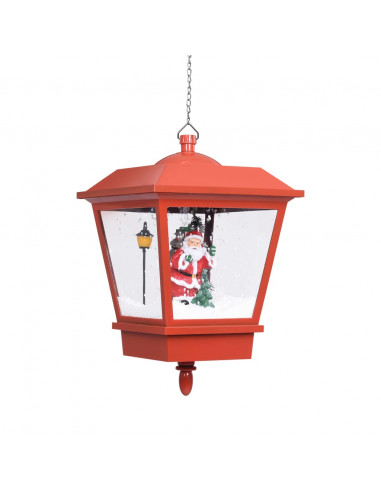 Lampada Natalizia Sospesa LED e Babbo Natale Rossa 27x27x45 cm