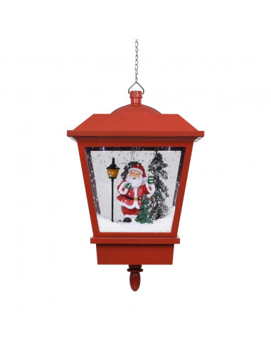Lampada Natalizia Sospesa LED e Babbo Natale Rossa 27x27x45 cm