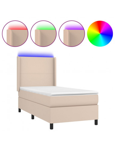 Giroletto Molle Materasso e LED Cappuccino 100x200cm Similpelle