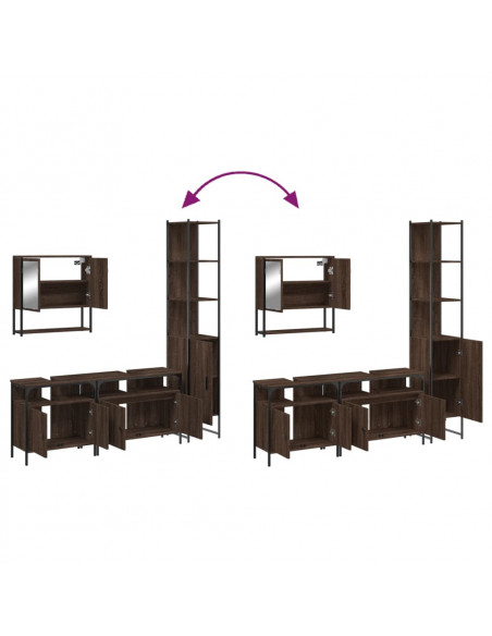 Set Mobili da Bagno 4 pz Rovere Marrone in Legno Multistrato