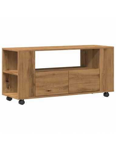 Mobile Porta TV con Ruote Artigianale 102x34,5x43 cm Truciolato