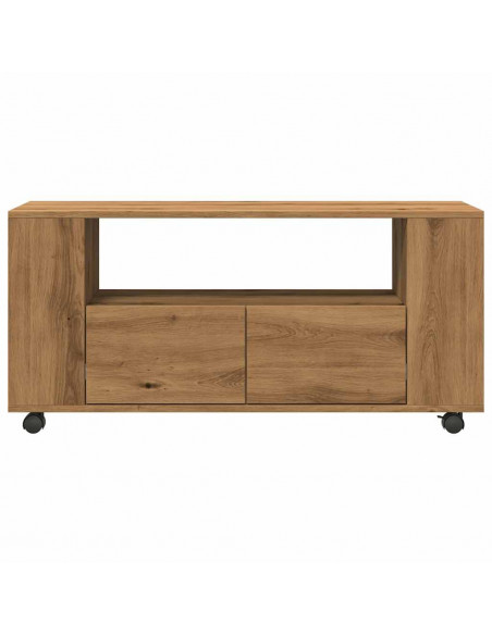 Mobile Porta TV con Ruote Artigianale 102x34,5x43 cm Truciolato