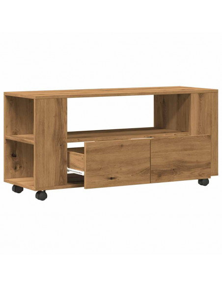 Mobile Porta TV con Ruote Artigianale 102x34,5x43 cm Truciolato
