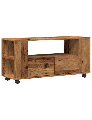 Mobile Porta TV con Ruote Legno Antico 102x34,5x43cm Truciolato