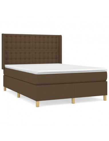 Giroletto a Molle con Materasso Marrone Scuro 140x190cm Tessuto