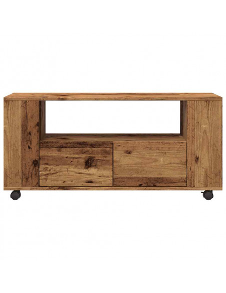 Mobile Porta TV con Ruote Legno Antico 102x34,5x43cm Truciolato