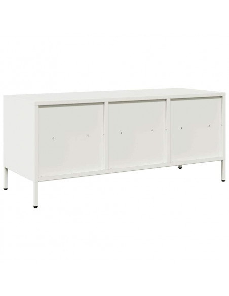 Mobile TV Bianco 101,5x39x43,5 cm in Acciaio Laminato a Freddo