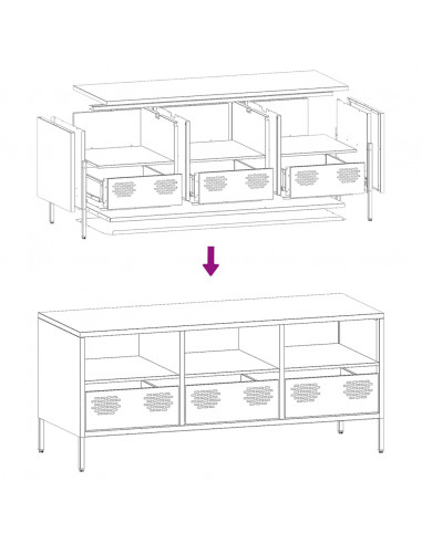 Mobile TV Bianco 101,5x39x43,5 cm in Acciaio Laminato a Freddo