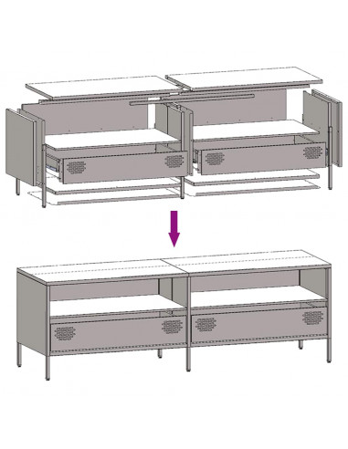 Mobile TV Bianco 135x39x43,5 cm in Acciaio Laminato a Freddo